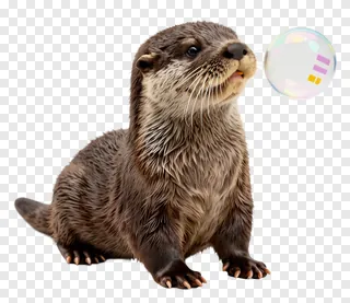 An otter blowing a soap bubble.