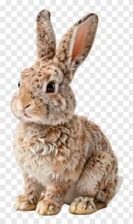 A sitting Easter bunny with wavy fur.
