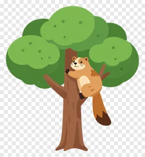 A cartoon marmot climbing a tree.