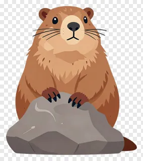 Cartoon marmot sitting on a rock.