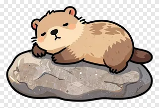 A marmot lying on a rock, appearing to sunbathe.