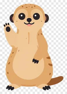 A cartoon meerkat waving its paw.