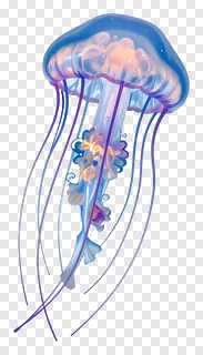 A glowing jellyfish with flowing tentacles.
