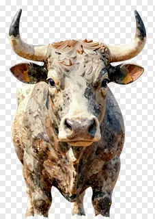 A patterned Nandi bull statue in a front-facing pose.