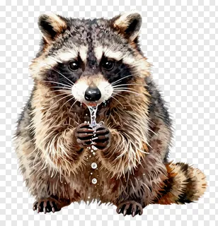 A raccoon drinking water while holding its paw.