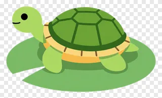 A cartoon turtle on a lily pad with a green shell.