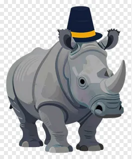 A rhino wearing a small top hat.