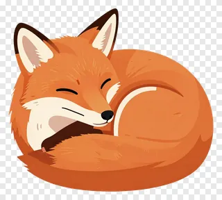 A sleeping fox curled into a ball.