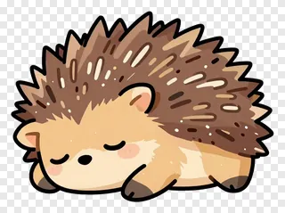 A sleepy hedgehog curled up and sleeping.