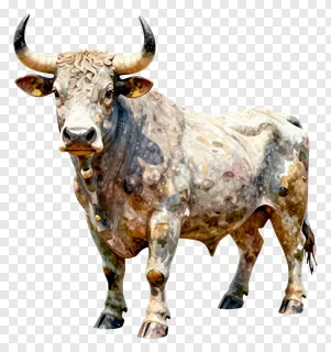 Statue of a Nandi bull with curved horns.