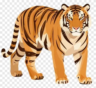 A tiger with distinct orange and black stripes.