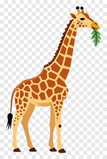 A vintage-style giraffe eating a leaf.