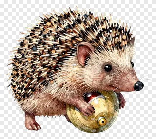 A hedgehog rolling a decorative ball.