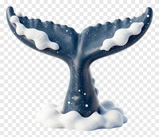 Whale tail emerging from ocean foam.
