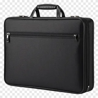 Black business briefcase with zippers and handle.