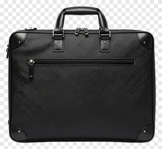 Black textured briefcase with top handle.