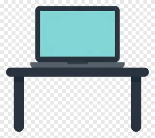 A desk with a laptop on it.