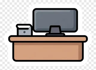 Desk with computer monitor and printer for business unit.