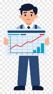 Man in business attire holding an inventory graph.