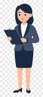 Woman holding a clipboard dressed for work.