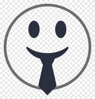 Smiling face with a tie, business emoji style.