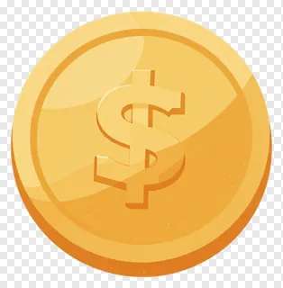A gold coin with a dollar sign symbol.