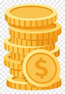 Stack of gold coins, one showing a dollar sign.