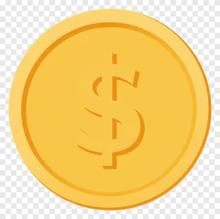 A gold coin with a dollar sign in the center.