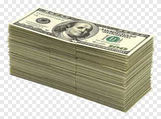 Stack of one hundred dollar bills.