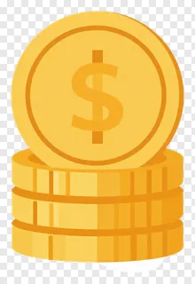 Stack of three gold coins with dollar sign on top.