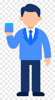 Person presenting a phone as if selling it.