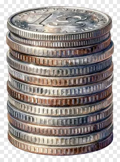 Stack of silver coins with tarnished surfaces.
