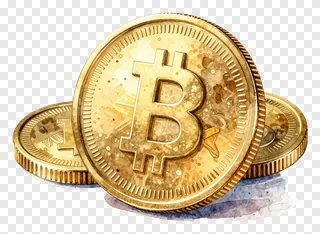 Three watercolor-style Bitcoin coins stacked together.