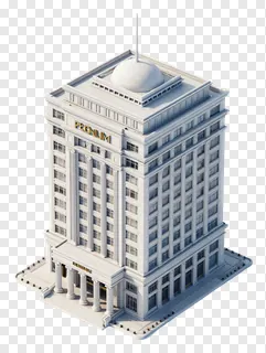 White marble bank building with dome and columns.