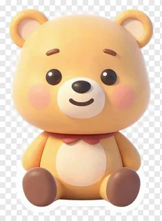 A 3D cartoon bear with a red bowtie.