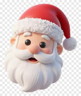 A cute 3D Santa Claus face wearing a red hat.