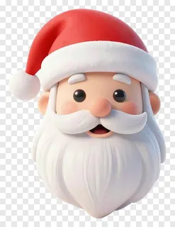 3D Santa Claus head with red hat.