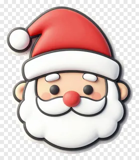 A 3D-rendered Santa Claus face wearing a red hat.