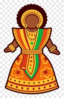 A woman in colorful traditional African clothing.