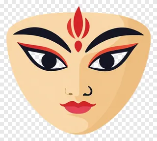Stylized face of Durga Maa with red bindi.