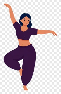 Stylized garba dancer wearing dark purple clothing.