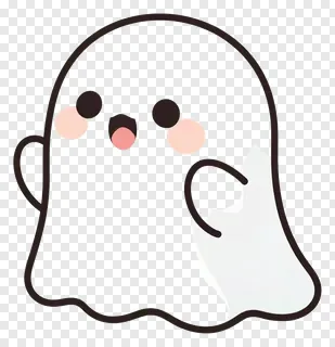 A cute white ghost with one hand raised.