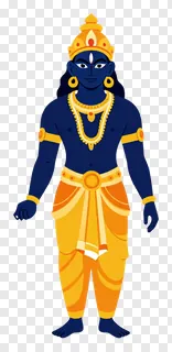 Blue Ravana effigy wearing golden crown and jewelry.