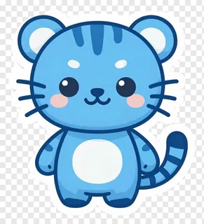 A blue cartoon tiger character with a white belly.