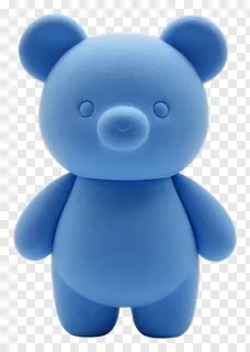 A blue clay bear idol standing upright.