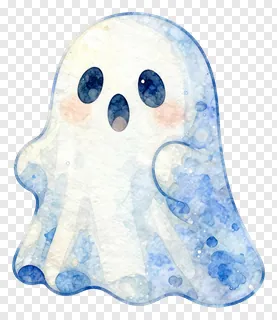 A cute watercolor ghost with blush cheeks.