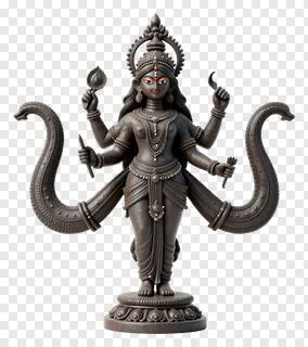 Statue of Goddess Durga holding snakes in place of trishul.