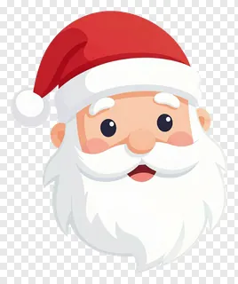 A cartoon Santa Claus face wearing a red hat.