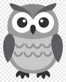 Stylized cartoon owl with large white eyes.