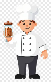 A smiling chef holding a spice jar.